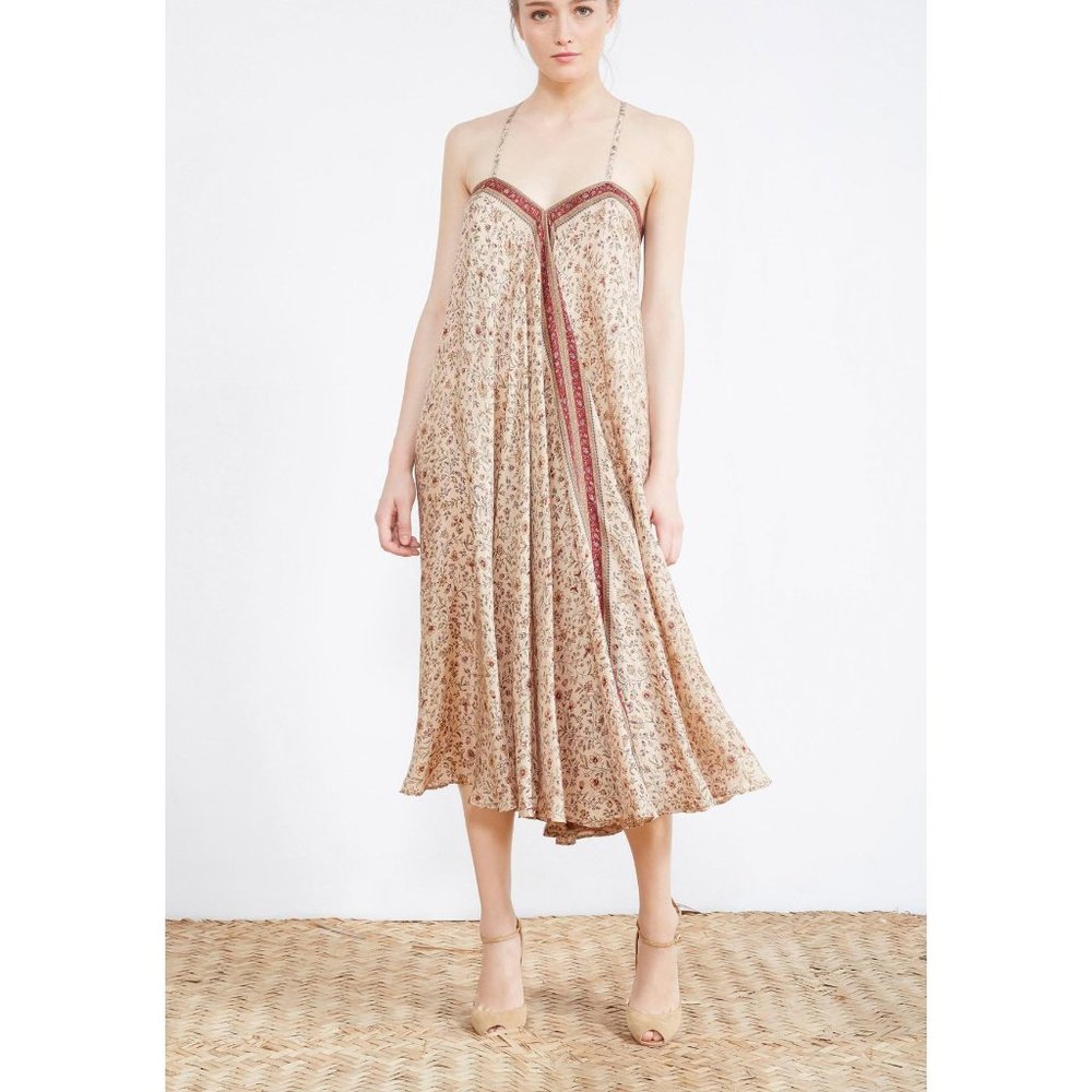 Mes Demoiselle Silk Siam Dress in Floral Champagne